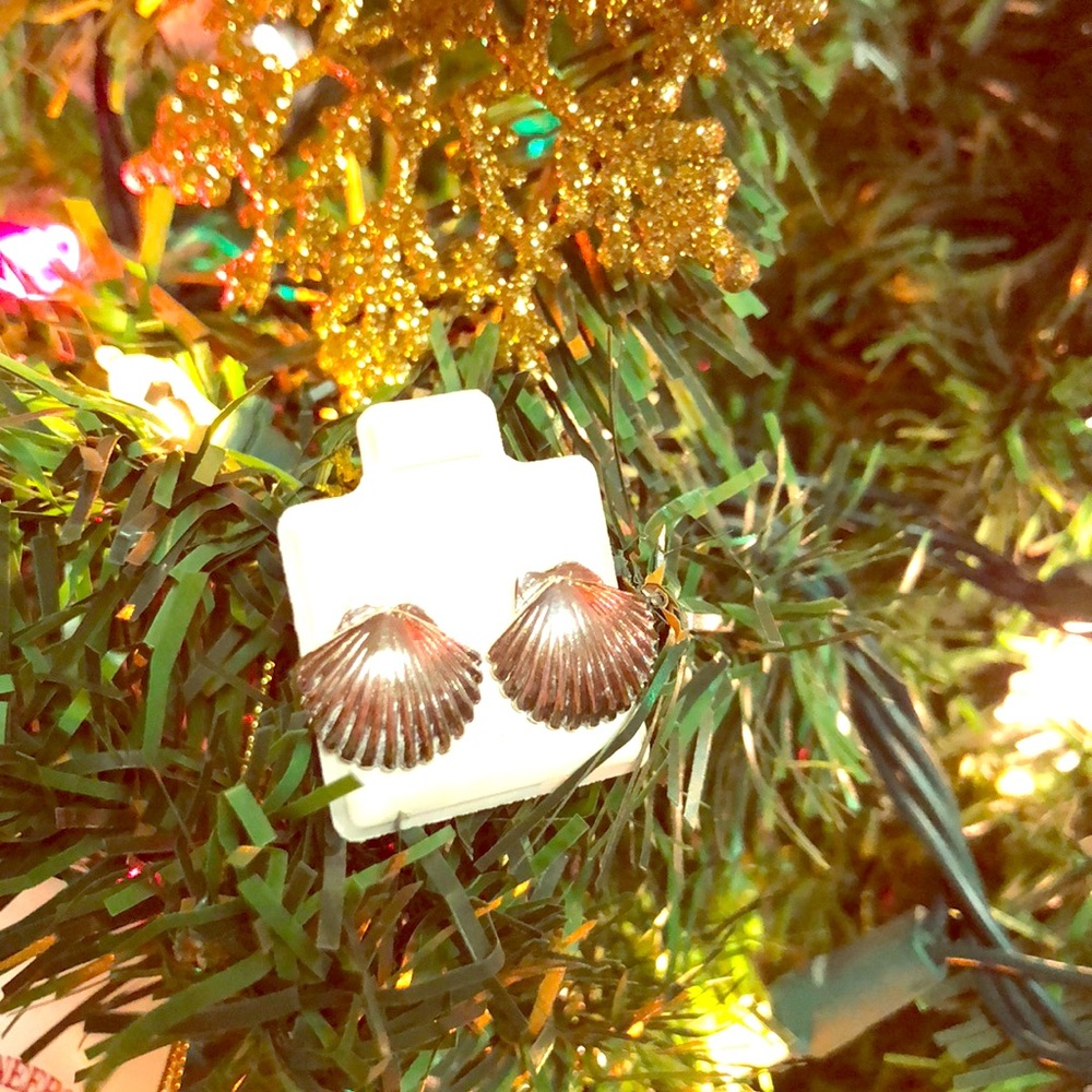 Sterling silver seashell stud earrings